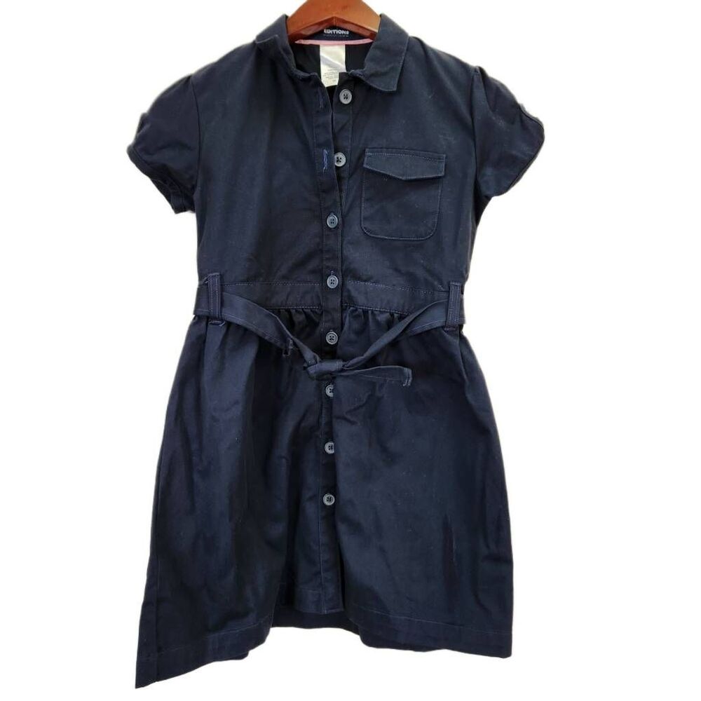 Basic Editions girls size 12 navy blue dress code button up school uniform short